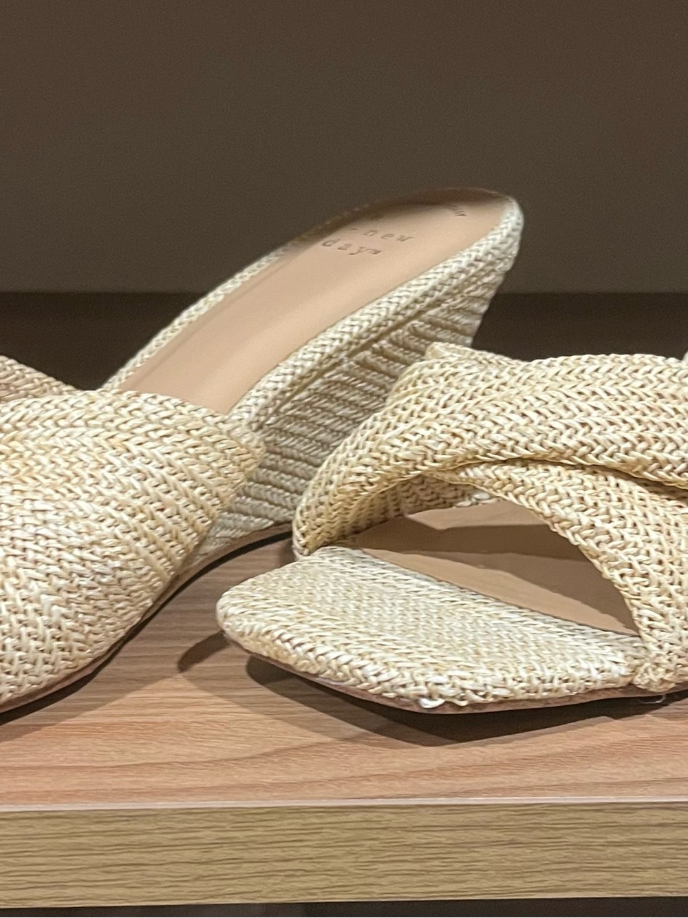 a new day Natural Woven Raffia Slide Heels
